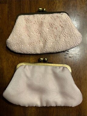 Elegant Women's Pink Lace and Satin Clutch Wallets